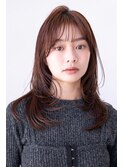 チョコグレージュ/20代30代大人かわいい/ミディアムレイヤー
