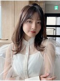 小顔 前髪 レイヤーカット ホワイトグレージュ"