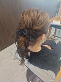 20代30代40代♪大人可愛いブラウンカラーゆるふわローポニー