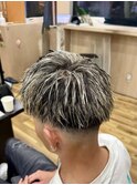 ホワイトメッシュ×フェードカット[稲毛/稲毛メンズ]