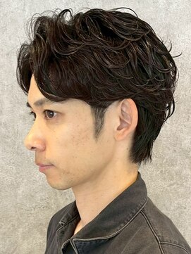 エリマ 横浜西口(elima) 横浜西口メンズセンターパート七三分けパートニュアンスパーマ