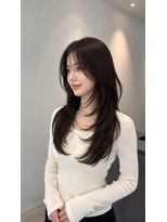 マンス ルージュ 博多店(Mince Rouge)&nbsp;流れる前髪ロングレイヤーカット