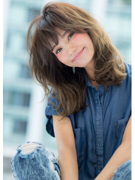アズーア ヘアーアンドスパ(azure hair&spa) フリンジバンググレージュミディ　　スポンテニアス