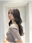 レイヤー/グレージュ/ロング/ブリーチなし/外巻き/艶髪/髪質改善