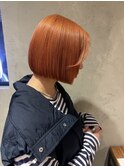 ボブ/オレンジカラー/ブリーチ/ダブルカラー/原宿