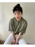 ミニウルフデジタルパーマチェリーブラウンヘアセット