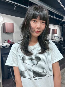 トレンドレイヤーカット/ハッシュカット/オリーブカラー