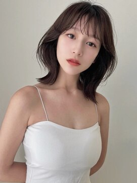 小顔/ハイレイヤー/ウルフヘア/レイヤーカット/ココアベージュ