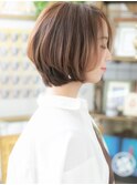 ★美髪マロンベージュひし形かきあげボブショート30代40代★1