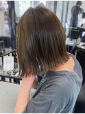 切りっぱなしボブ/髪質改善ブリーチなしカラー