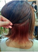 イメチェン/ハッシュカット/似合わせカット/レッドブラウン石橋