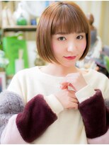 カバーヘア イヴ 戸頭店(COVER HAIR EVE)&nbsp;艶髪オレンジカラー切りっぱなし前下がりボブh3戸頭20代30代40代