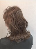 ミディアム20代30代40代カールセミディシアーカラー姫カットボブ