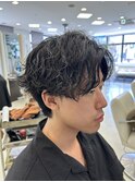 毛流れ波巻きパーマ/センターパート