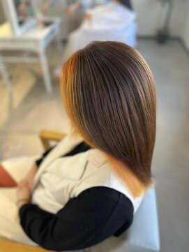 フェイスフレーミング×インナーカラー×オレンジ