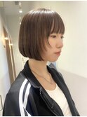ブリーチなし/髪質改善/大人ガーリー/グレーブラウン/ボブ