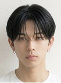 韓国風コンマバンクツーブロックナチュラルセンターパート