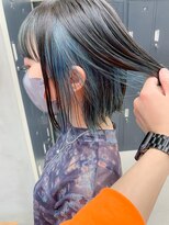 テトヘアー(teto hair) フェイスフレーミングカラー、インナーカラー、ペールブルー