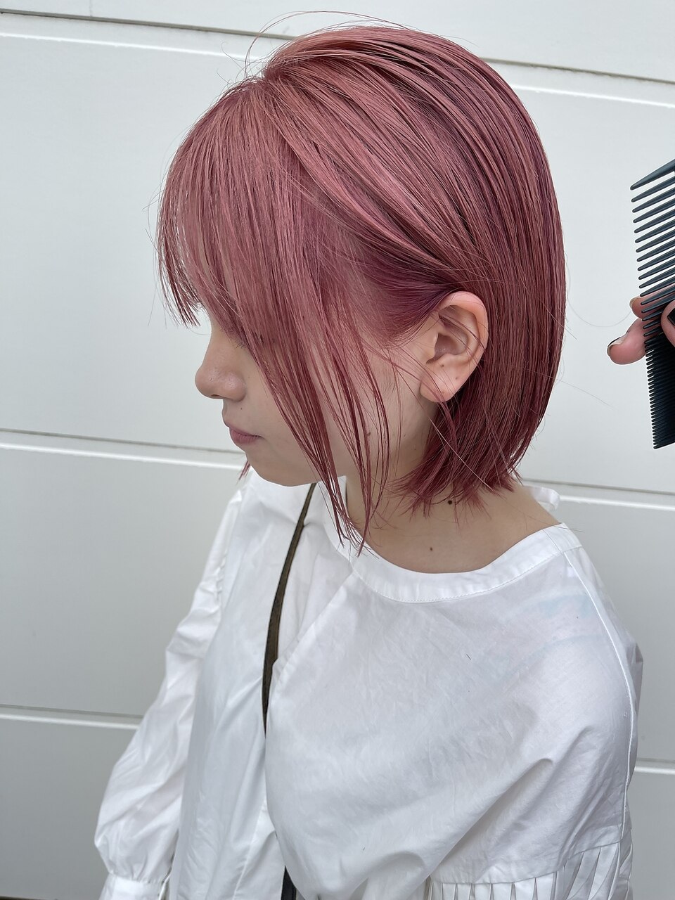 透明感ピンクアッシュ×伸ばしかけショートボブ：L181253948