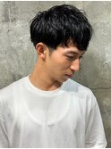 ツーブロックマッシュ　メンズショート　くせ毛