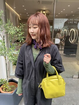 マイル 渋谷(mile) ブリーチ1回×赤味オレンジブラウン