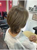 白髪ぼかし+ウルフヘアー
