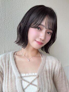 ラルユー 金山(LallYou) 耳かけショートボブ似合わせカット30代40代チェリーブラウン