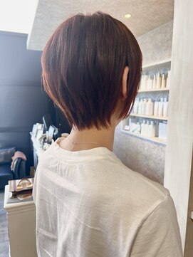 キャアリー(Caary) 福山美容室caary くびれ大人ショート透明感オレンジカラー50代