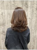 40代50代/くびれミディ/レイヤーカット/カーキブラウン