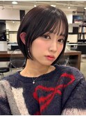 シースルミニマルボブショート顔まわり外ハネ切りっぱなしボブ