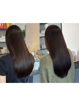 自然な仕上がりの髪質改善ストレート。クセや広がりを抑えて、柔らかく艶のある美髪を叶えます◎[高松]