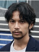 銀座シャドウパーマツーブロックメンズパーマセンターパート