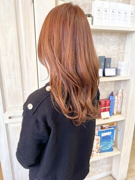 キャアリー(Caary) 福山市美容室Caary 韓国風フレッシュオレンジピンクカラー