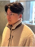 ナチュラルパーマ センターパート ダウンパーマ ツーブロック