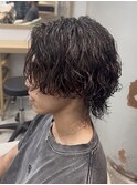 サーフカールバズカットマレットヘアシャギーフェザーパーマ眉毛