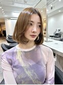 前髪なし韓国美髪エアリーロングピンクブラウン切りっぱなしボブ