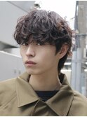 韓国風マッシュウルフカット波巻きスパイラルパーマツーブロック