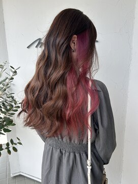 メデル(mederu) インナーカラーブリーチカラーチェリーピンク赤系暖色系カラー