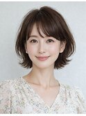 自然な軽さで魅せる40代のショートボブ