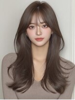 モモ(momo)&nbsp;顔周りレイヤーロング小顔ミルクティー_m0001