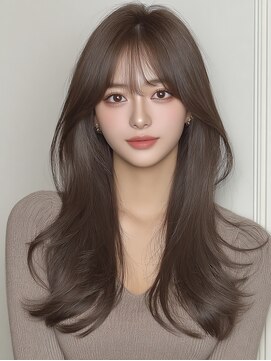 モモ(momo) 顔周りレイヤーロング小顔ミルクティー_m0001