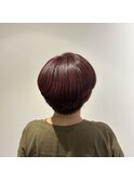 【白髪ぼかし】ハイライトピンクベージュ×耳出しショート