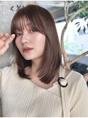 ワンカールレイヤーロング顔周りカットミディアムアイロン無し