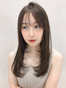 アグノス 青山(Agnos) シースルーバング似合わせカットアプリコットオレンジ美髪