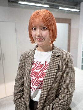 エン 栄店(enne) オレンジベージュ×ボブ