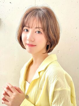 ビーチ(BEACH) イメチェン ピンクベージュ 前髪 大人ショート 似合わせカット