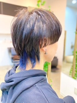 ノチ(Noci) 【Noci】メンズマッシュウルフ+インナーカラーブルー
