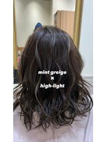 ヘアーズ ロッソ(hair's ROSSO) ミディアムレイヤー&ミントグレージュ&ハイライト[30代40代50代]