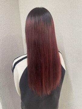 アジールヘア 所沢プロペ通り店(agir hair) レッドグラデーション暖色系カラーアプリコット所沢