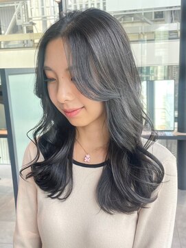 アルバム 銀座(ALBUM GINZA) アッシュブラックニュアンスカラー美髪くびレイヤー_ba487652